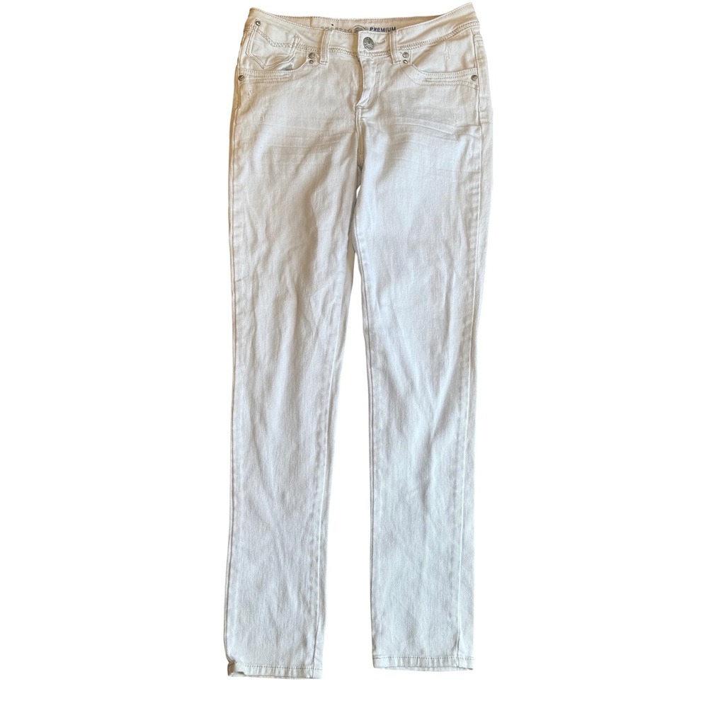 Apostrophe Skinny‎ Jeans White Premium Denim Snakeskin Patch Women 6
